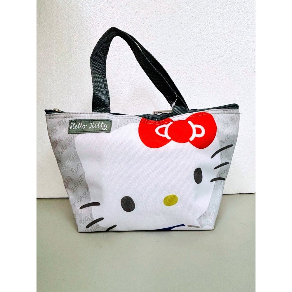 Sanrio Hello Kitty Insulated Lunch Bag Gray Zippered Tote NWT‎